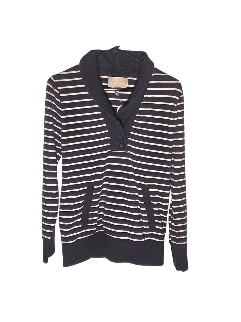 Banana Republic Navy White Striped Cowl Neck Sweater M